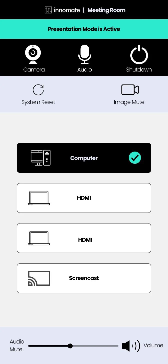 AV room control via any device with Innomesh