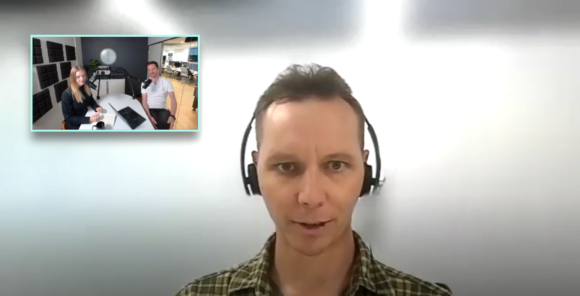 Innomate x I Know Mate Podcast Episode 2: Luck Lickfold videoconferencing with Neil Collins and Chelsea Larkin on screen.