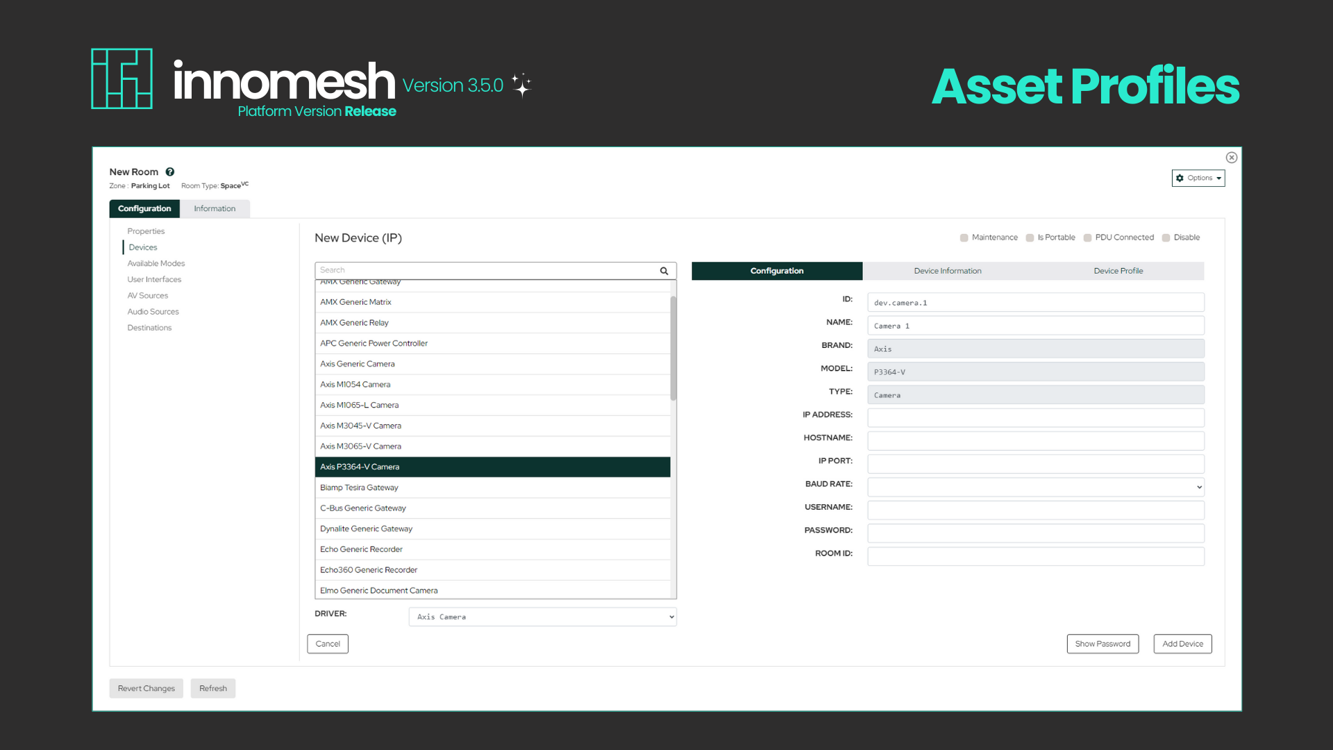 AV Asset Profiles in Innomesh v3.5.0